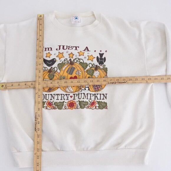 Vintage Delta Country Pumpkin Sweatshirt White 90s Fall Grandmacore Cabincore XL - Picture 3 of 11